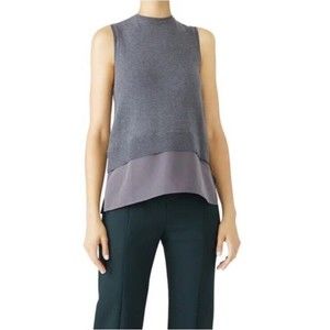 Kaufman Franco Carbon Gray Crewneck Sleeveless Sweater Top S